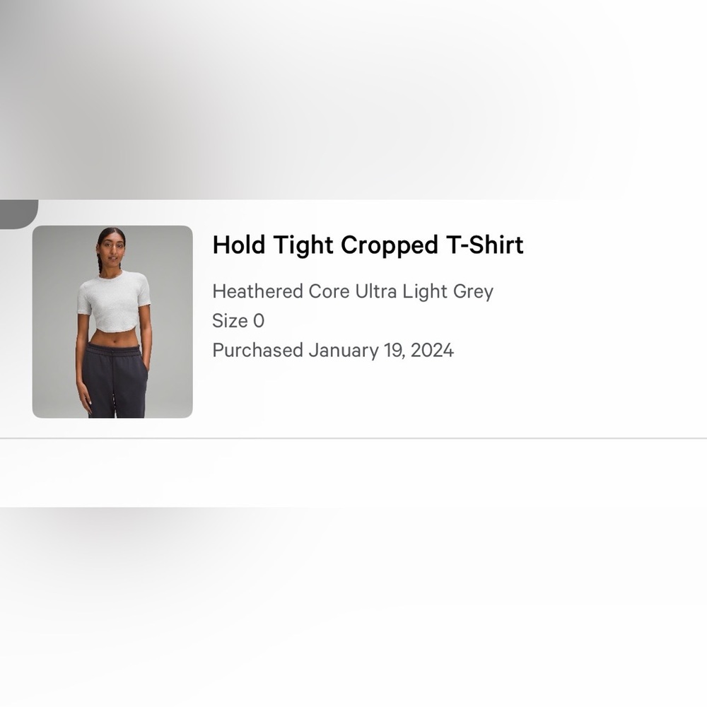 Lululemon Athletica Light Gray Cropped Tee